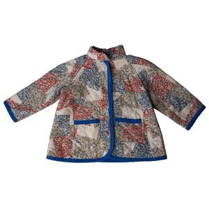 Vintage Handmade Jacket Quilted Paisley Patchwork Mandarin Collar Boho Kids 4T